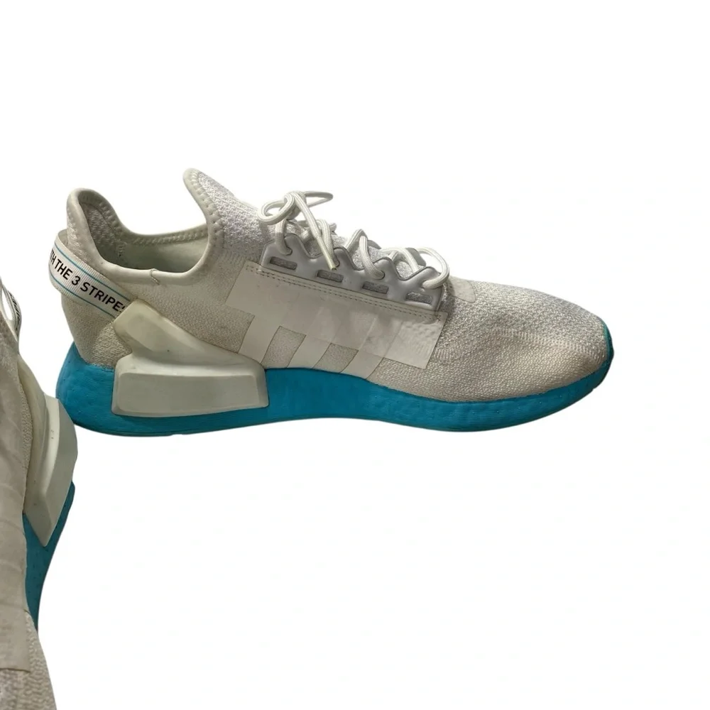 Adidas Men’s NMD R1 V2 Casual Sneakers White Solar Blue 13 Breathable Mesh Upper